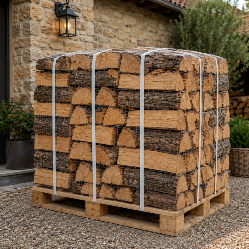 Bois de Chauffage 30 cm – Palette 3 Stères – Bois Sec Prêt à Brûler