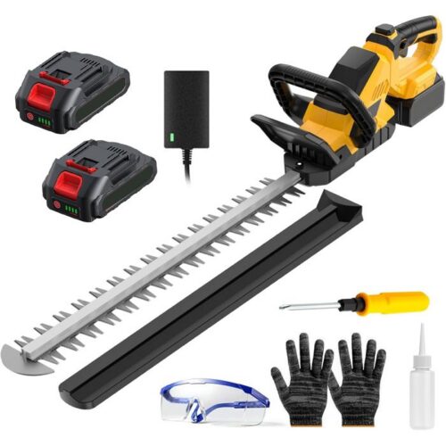 Taille-Haie Électrique sans Fil 2000W avec 2×2000mAh Batteries, Lame Double 56cm, Coupe Branche Électrique, pour Jardin et Arbustes