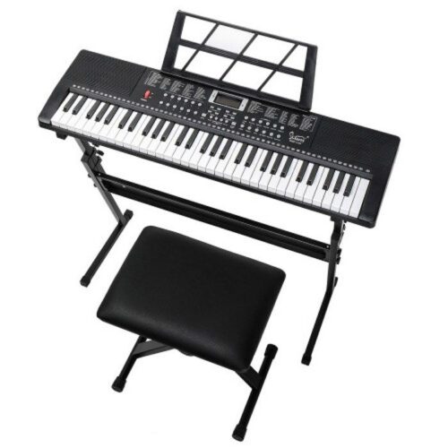 PACK PIANO – 61 touches clavier avec support de piano, banc de piano, haut-parleurs intégrés, casque, microphone,